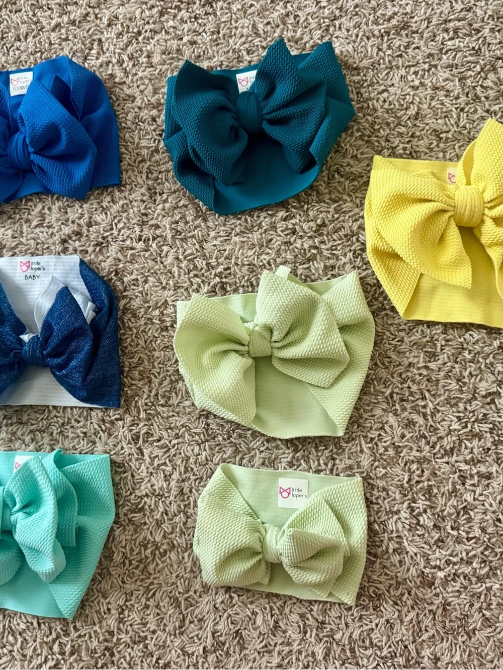 Little Loper's Baby and Toddler Bow Headbands blues
